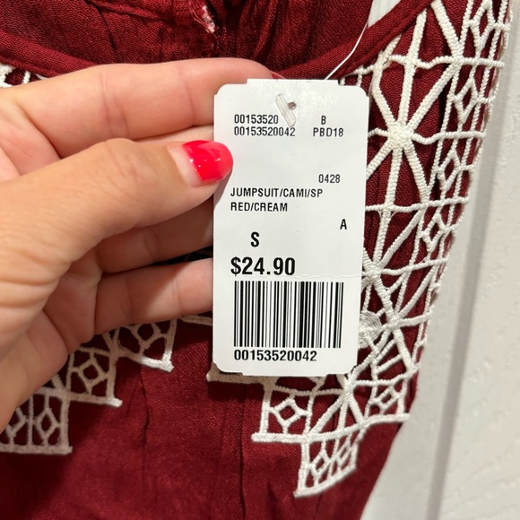 FOREVER 21 NWT Women’s Adjustable Pleated Romper / Swim Cover Up - red, size S - Picture 6 of 6